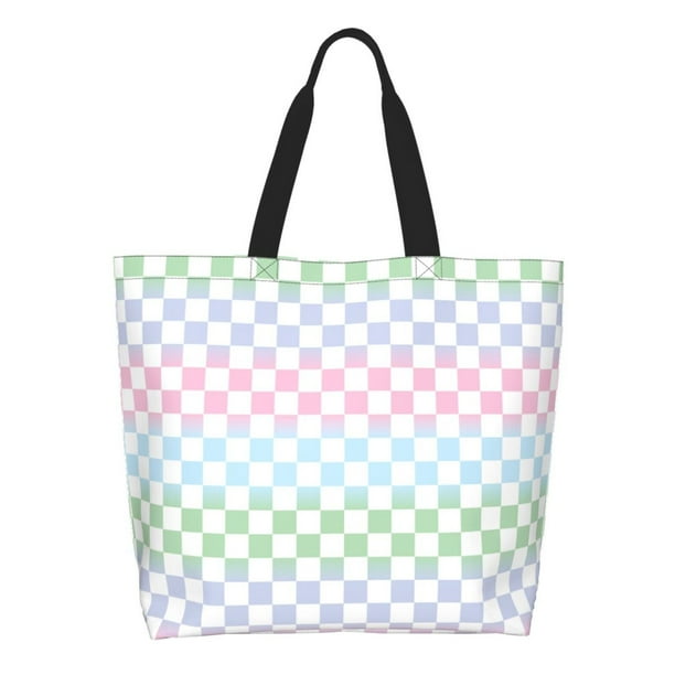 Disketp Colorful Checkerboard Bolsa Tote Estampada para Mujer, Bolso de Hombro y de Mano para Compras y Viajes