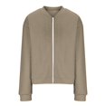 thumbnail image 5 of Fiaer,Womens Loose Fit Plus Size Casual Cropped Jackets,Women's Full Zip V Neck Tops,Ladies Trendy Comfy Breathable Outwear Coffee S, 5 of 5