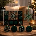 thumbnail image 7 of Dreisshy Christmas Balls Ornaments for Christmas Tree 10Pcs, Flocked Christmas Bulb Ornaments Set - Decorative Hanging Baubles, Shatterproof Christmas Decorations, Dark Green, 7 of 7