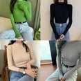 thumbnail image 3 of Hauts Décontractés pour Femmes Mode Col Roulé Ajusté Manches Longues, 3 of 4