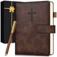 thumbnail image 1 of Bible Journal PAPEJOON de piel para hombre con rastreador de la Biblia, color marrón, 1 of 7