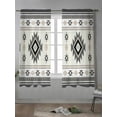 thumbnail image 4 of Gray Beige Boho Curtains 72 Inch Length, Sheer Curtains for Bedroom Living Room Window Ethnic Tribe Southwestern Vintage Rod Pocket Voile Drapes Kitchen Curtains Small Half Window 52"x72" 2 Panels, 4 of 7