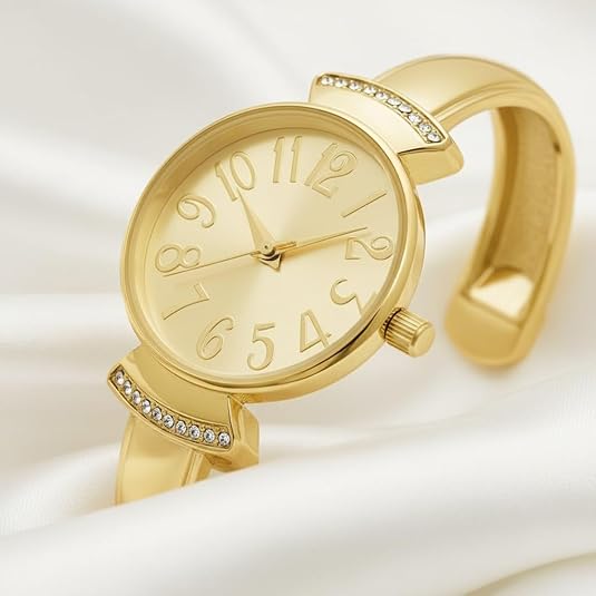 Blekon Collections Womens 29mm Case Large Numbers Narrow Cuff Bangle Watch