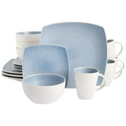 Gibson Elite 16 Piece Soho Lounge Reactive Glaze Stoneware Dinnerware Set in Light Blue