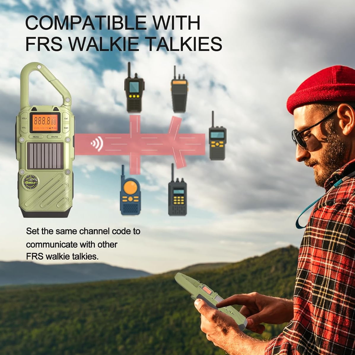 Solar Hand Crank Emergency Walkie Talkies, 3 Miles Long Range, NOAA Weather Alert Radio, Rechargeable 2 Way Radio, SOS Alarm LED Flashlight for Power Outage Home Emergency Survival