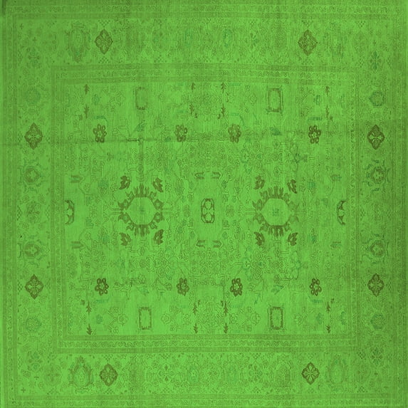 Ahgly Company Indoor Square Oriental Green Industrial Area Rugs, 6' Square