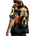 thumbnail image 3 of Vintage Bear Men's Short Sleeve Poplin Shirt, Casual Printed Button Down Top for Summer Beach, Spread Collar Unisex Beach Shirt, 3 of 6