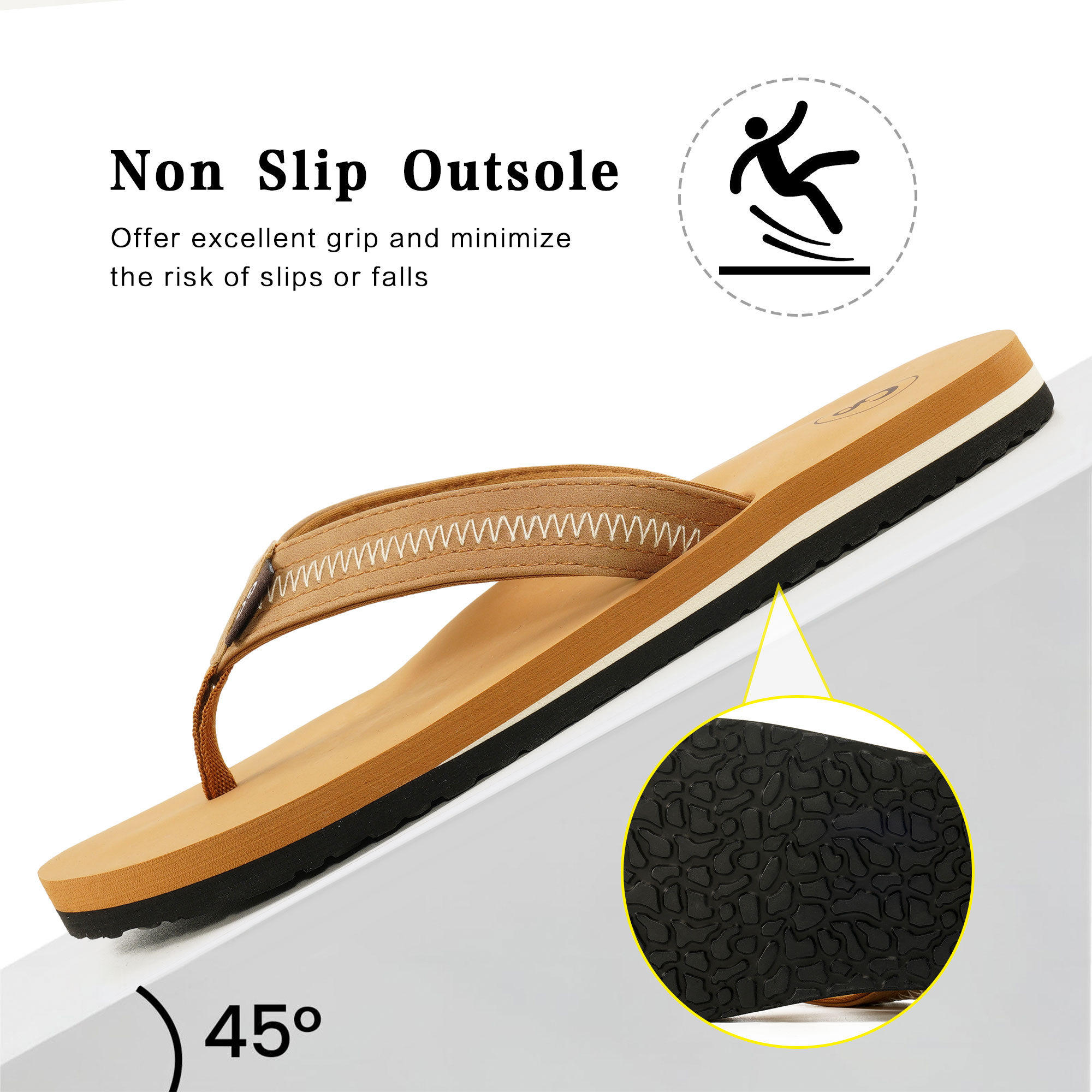 Ecetana Women's Flip Flops with Yoga Mat Footbed, Brown photo 6