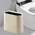 thumbnail image 6 of Esquirla Slim Trash Can Dustbin Garbage Can Rubbish Bin Waste Basket Simple Wastebasket Narrow Garbage Bin for Bedroom Kitchen Toilet Khaki, 6 of 8