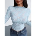 thumbnail image 5 of FreshPretty Mesh Long Sleeve Tops for Women Lace Sexy Sheer Tight See Through Crew Neck Spring Fall Party Club Outfits, 5 of 6