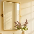 thumbnail image 2 of TEHOME Farmhouse Gold Bathroom Mirror, 20x30 inches, Pivot Rectangle, Tilting Beveled Mirror, 2 of 8