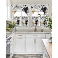 thumbnail image 4 of Panda Swag Kitchen Curtains Sets for Windows 24 Inch Length, Country Animal Sit on Toilet Daisy Oil Painting Short Window Curtain Panels Swags Valances and Tiers 3 Piece Set for Cafe/Dining Room, 4 of 5