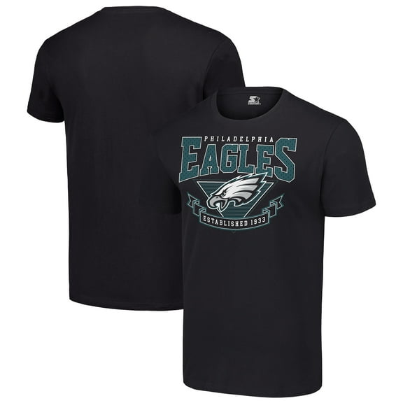 Men's Starter Black Philadelphia Eagles 80s Inspired Team Logo T-Shirt