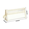 thumbnail image 3 of Yhmxh Grid Mesh Pencil Case with Handle and Zipper, Clear Double-layer Pencil Pouch Marker Pouch, Travel Makeup Bag, Cute Transparent Stationary Organizer Pen Bag for Adult Office College(Beige), 3 of 6