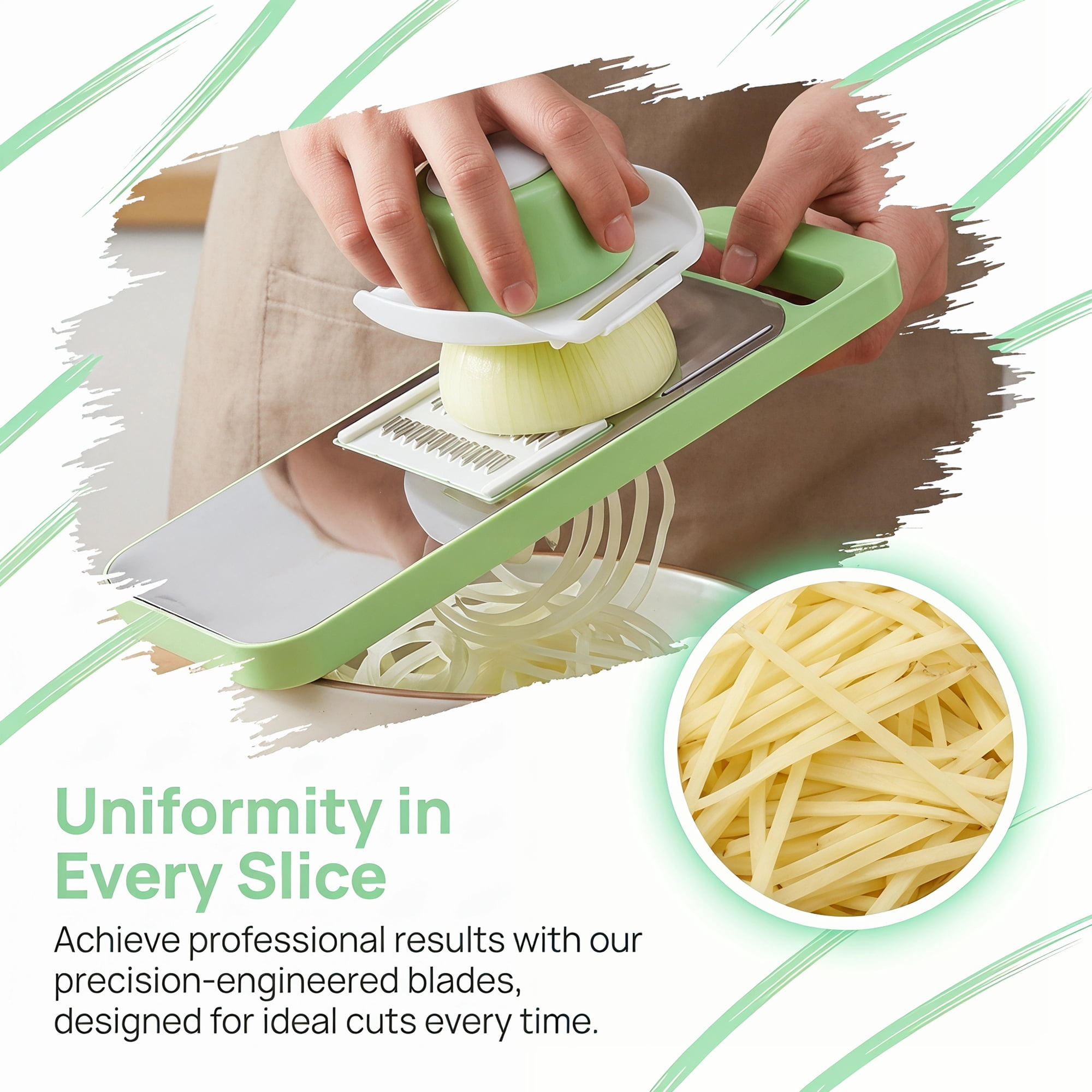 Unique Bargains Mandoline Slicer Vegetable Chopper Cutter for Potato 6 in 1 11.2" x 4.1"