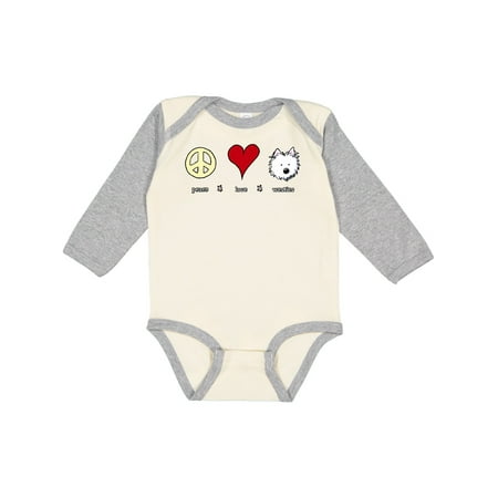 

Inktastic Peace Love Westies Gift Baby Boy or Baby Girl Long Sleeve Bodysuit