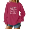 thumbnail image 4 of Mceream Valentines Chandails en Molleton pour Femmes Mode Imprimé Cœur Graphique Manches Longues Chemises Col Rond Surdimensionné Chandail Grande Taille Rose Vif P, 4 of 5
