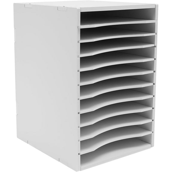 11 Slots Vertical Desktop Sorter, Mail Organizer Vertical File Organizer Adjustable Shelve Paper Sorter Organizer Document Storage Rack for Office School Home White