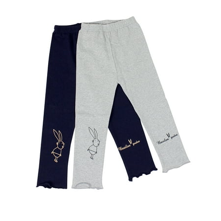 Ultra Soft Kid's Cotton Capri Bunny 2 Pack Grey/Navy 4T