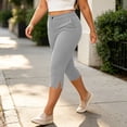 thumbnail image 5 of Szhihuiw Leggings for Women Plus Size Fashion Side Slit High Waisted Capri Pants Casual Womens Trousers with Pockets, 5 of 8