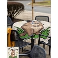 thumbnail image 5 of Outdoor Tablecloth with Umbrella Hole for Patio/Picnic/Party/Camping, Groundhog Day Waterproof Table Cloth Square Cover Washable, Rustic Spring Botanical Star Yellow (60"x 60"), 5 of 8