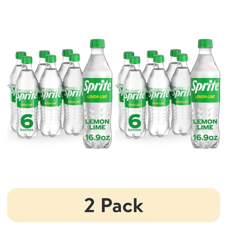 (2 pack) Sprite Lemon-Lime Caffeine Free Soda Pop Bottles, 16.9 fl oz, 6 Pack