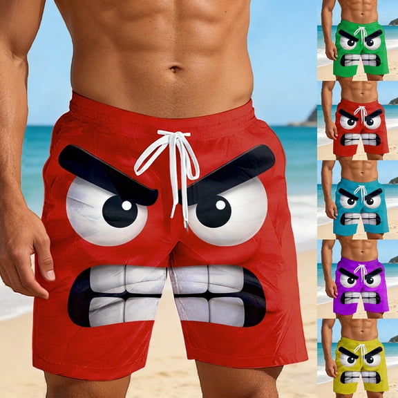 XINPING Beach Volleyball Shorts Men Breathable Tropical Print Quick-Dry Surf Board Shorts with Pockets Anti-Chafe Beach Wear