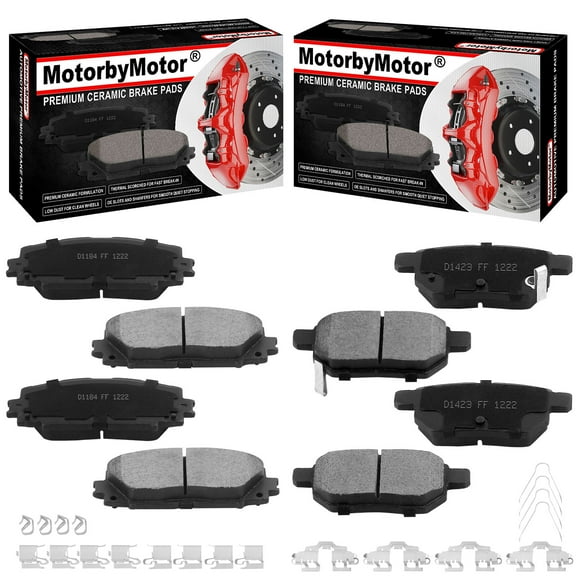 8 PCS Front & Rear Ceramic Brake Pads w/Hardware Kits Fits for 2011-2017 Lexus CT200h, 2010-2019 Toyota Prius, 2012-2015 Toyota Prius Plug-In, 2017-2019 Toyota Pruis Prime Low Dust Brake Pad