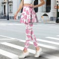 thumbnail image 3 of COEQINE Elastic Fashion Yoga Skirted Legging for Women with Pockets Pink Cow Spot Pattern Ruffle Pleated Tennis Skirts with Leggings High Waist Full Length Yoga Pants, 3XL, 3 of 7
