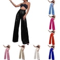 thumbnail image 6 of BUYISI Women Wide Leg Pants Long Solid Bright Beaded Casual Trousers Loose Club Wear White S, 6 of 9