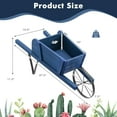 thumbnail image 2 of RONG-3 Wooden Wagon Planter, Small Flower Plant Pot w/Triangular Metal Support, 2 Energy-Saving Handles, Movable Wheel, Wood Wheelbarrow Cart Planter for Garden Backyard Holiday,Blue, 2 of 9