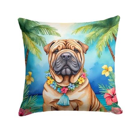 Shar Pei Luau Throw Pillow 18 in x 18 in