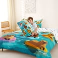 thumbnail image 4 of jejeloiu Kawaii Capybara Print Full Size Comforter Sets,Cute Animals Bedding Comforter Set For Boys,Teal Orange,Polkadot Reversible,3pcs,1 Comforter and 2 Pillowcases, 4 of 7