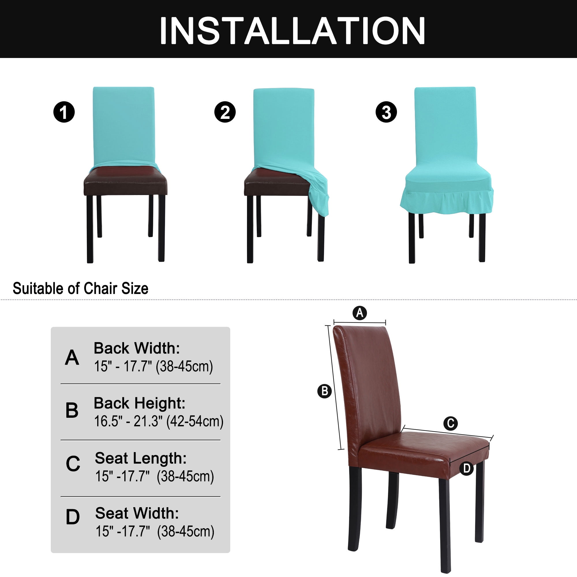 Unique Bargains Ruffled Skirt Dining Chair Cover Ruffled Seat Slipcovers Teal M