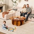 thumbnail image 6 of NEORIVER Round Glass Coffee Table,31.5" Modern Coffee Table with Glass Top and Wood Base,Unique Circle Center Table for Living Room, Small Space Coffee Table for Apartment & Office, 6 of 6