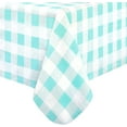 thumbnail image 2 of Newbridge Blue Pastel Easter Farmhouse Check Vinyl Tablecloth With Flannel Backing, Spring Gingham Flannel Backed Vinyl Tablecloth, 60” x 102” Oblong/Rectangle, Robins Egg Blue, 2 of 7
