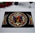 thumbnail image 2 of PKQWTM Round stained glass window harp Psalms Kitchen Dining Table Mats Placemats Size 12x18 Inches, Set of 2 Pieces, 2 of 2