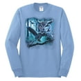 thumbnail image 2 of Wild Bobby, Owl Flying at Nihght In Front of the Moon Animal Lover Mens Long Sleeve Shirt, Light Blue, Small, 2 of 3