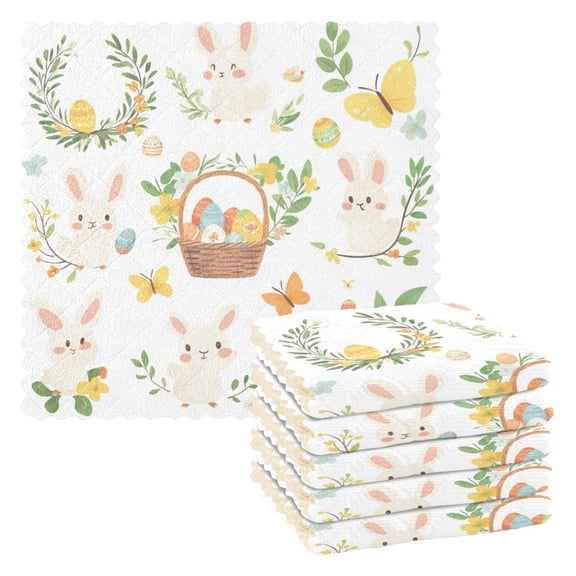 6 Pieces of Kitchen Towels 11x11Inch Kitchen Dish Cloths Kitchen Dish Towels Reuseable Cleaning Cloths Easter Element