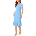 thumbnail image 4 of INSPIRE CHIC Vestido de Sheath para Mujeres, Vestido de Cóctel de Fiesta, Decoración de Botones Vintage de los Años 50, Vestido Midi de Sirena con Volantes XL Azul Claro, 4 of 6