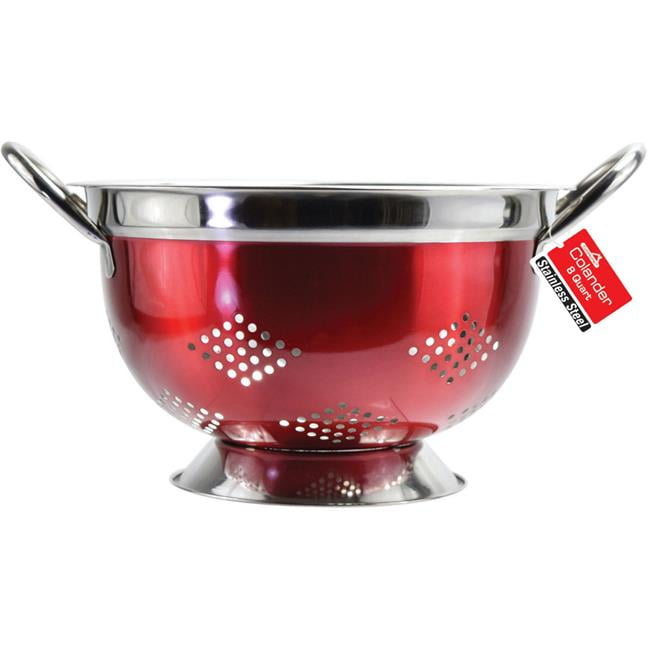 red metal colander