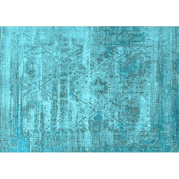 Ahgly Company Indoor Rectangle Oriental Light Blue Industrial Area Rugs, 7' x 9'