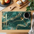 thumbnail image 2 of Teal Golden Marble Placemats Set of 6 Modern Farmhouse Gradient Texture Place Mats Indoor Wipeable Table Mats Washable Cloth Dining Table Placemats for Kitchen Holiday Party Home Decor 13x19 Inch, 2 of 9