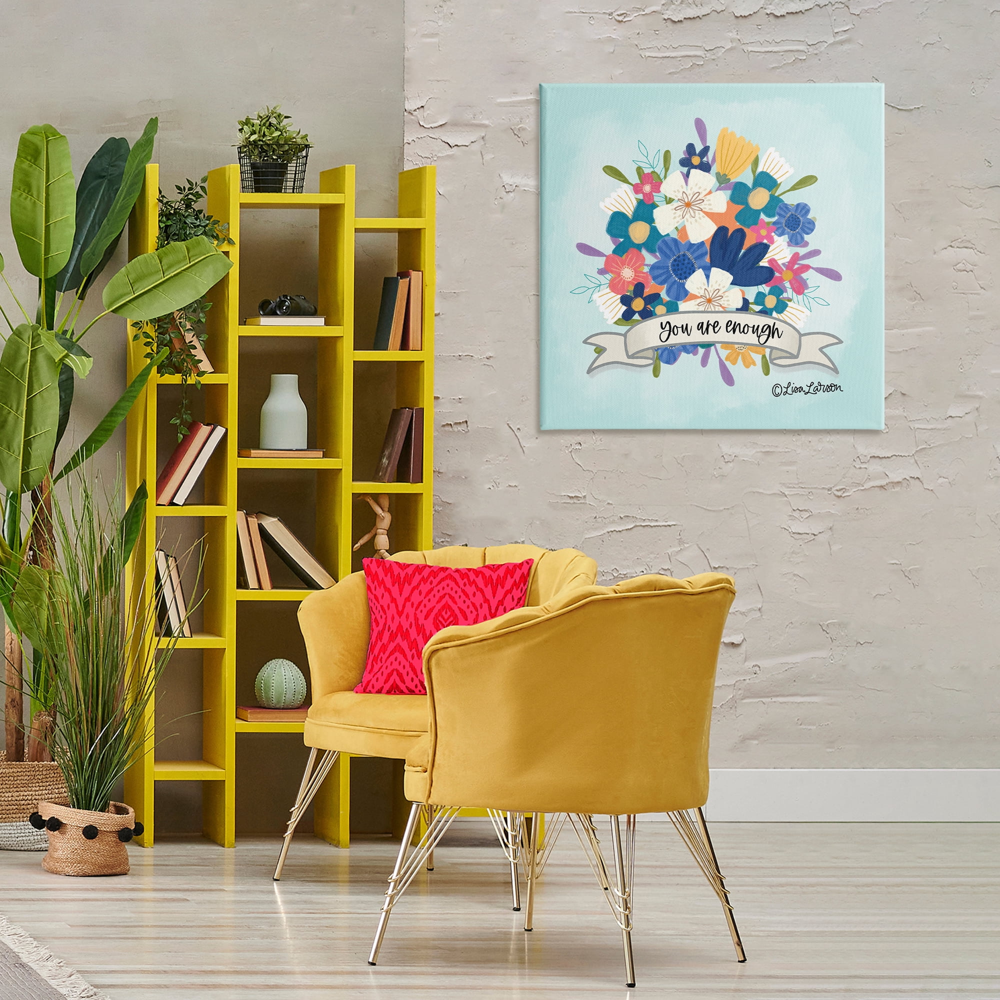 Stupell Industries Floral You Are Enough Plants & Flowers Painting Wrapped Canvas Art Print Wall Art, 30 x 30