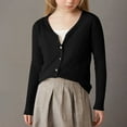 thumbnail image 5 of Girls Solid Color Knit Cardigan, Long Sleeve Button Down School Cardigan for Kids Black XXL, 5 of 5