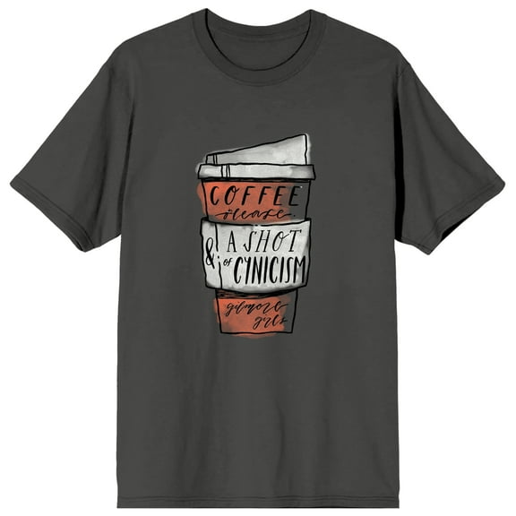 Gilmore Girls Luke's Cafe Coffee Sketchy Art Women's Charcoal Graphic Short Sleeve Crew Neck Tee-XL