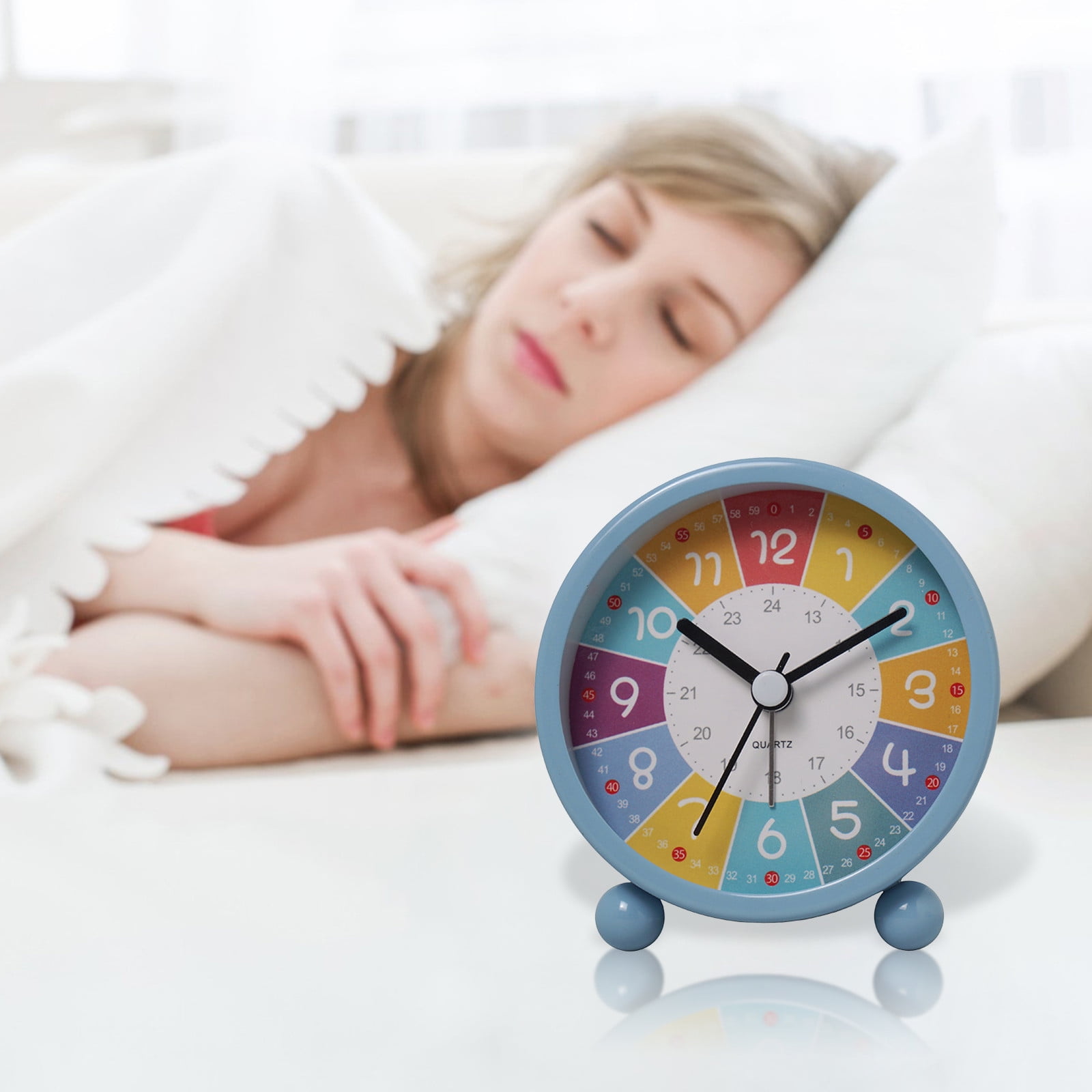 Silent Analog Alarm Clock for Kids - Colorful Educational Clock with Night Light, No Ticking, Easy-to-Use Buttons, Battery-Powered, Ideal Gift for Boys & Girls