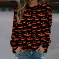 thumbnail image 2 of Taqqpue Halloween Shirts for Women Casual Crew Neck Long Sleeve Fall T Shirts Business Dressy Halloween Printed Blouse Tops, 2 of 5