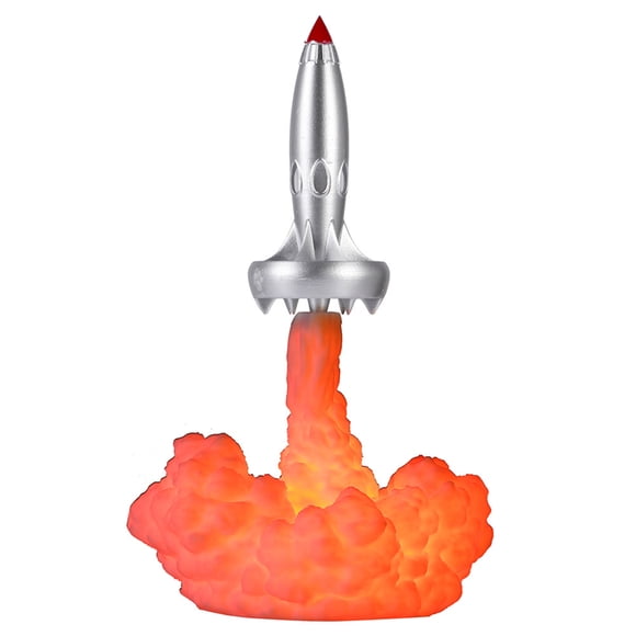 Amdohai 3D Printing Rocket Desk Lamp Bedside Table Lamp Warm LED Night Light USB Rechargeable Home Decoration Adult Kids Gift