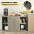 thumbnail image 3 of Pemberly Row Kitchen Storage Cabinet Sideboard Buffet Cupboard Wood Sliding Door, 3 of 8